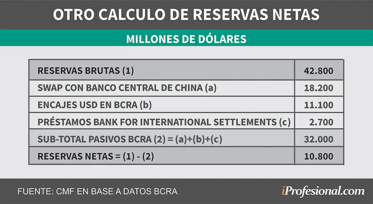 Otros economistas sitúan las reservas reales del BCRA en torno a los u$s10.800 millones