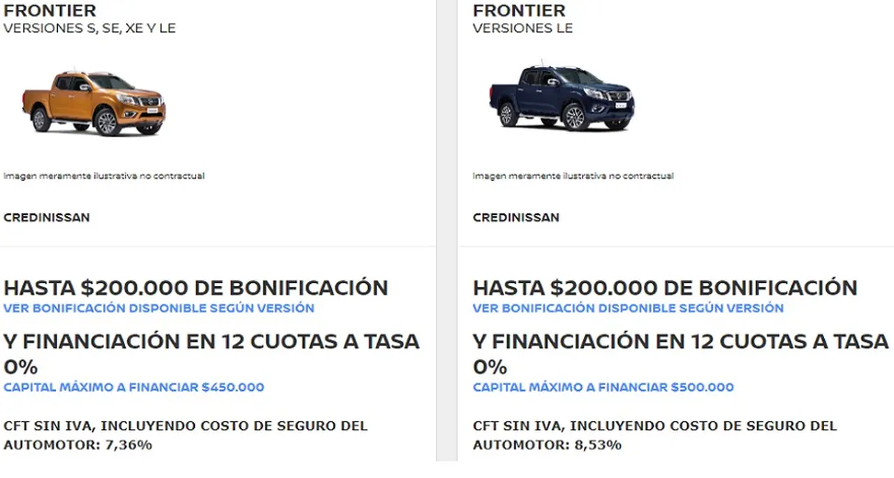 Nissan, con bonificaciones para la Frontier.