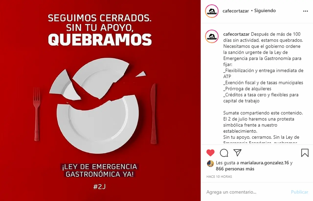 El Café Cortázar, restobar de prestigio enclavado en Palermo, es otro de los emprendimientos en peligro de cierre comercial.