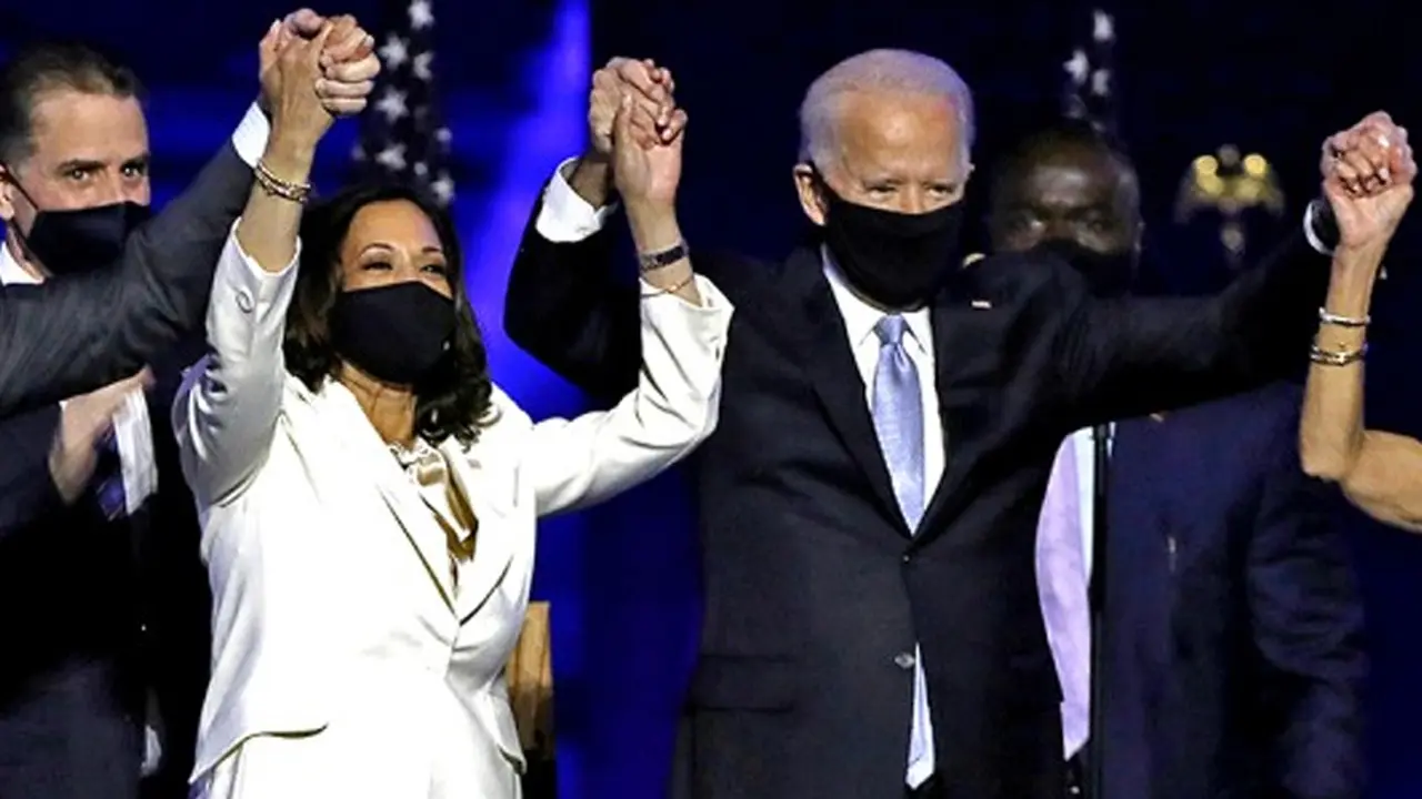 Biden en los festejos del sábado por la noche.