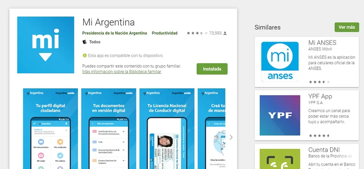 Es necesario tener un usuario en la aplicación Mi Argentina para hacer la validación