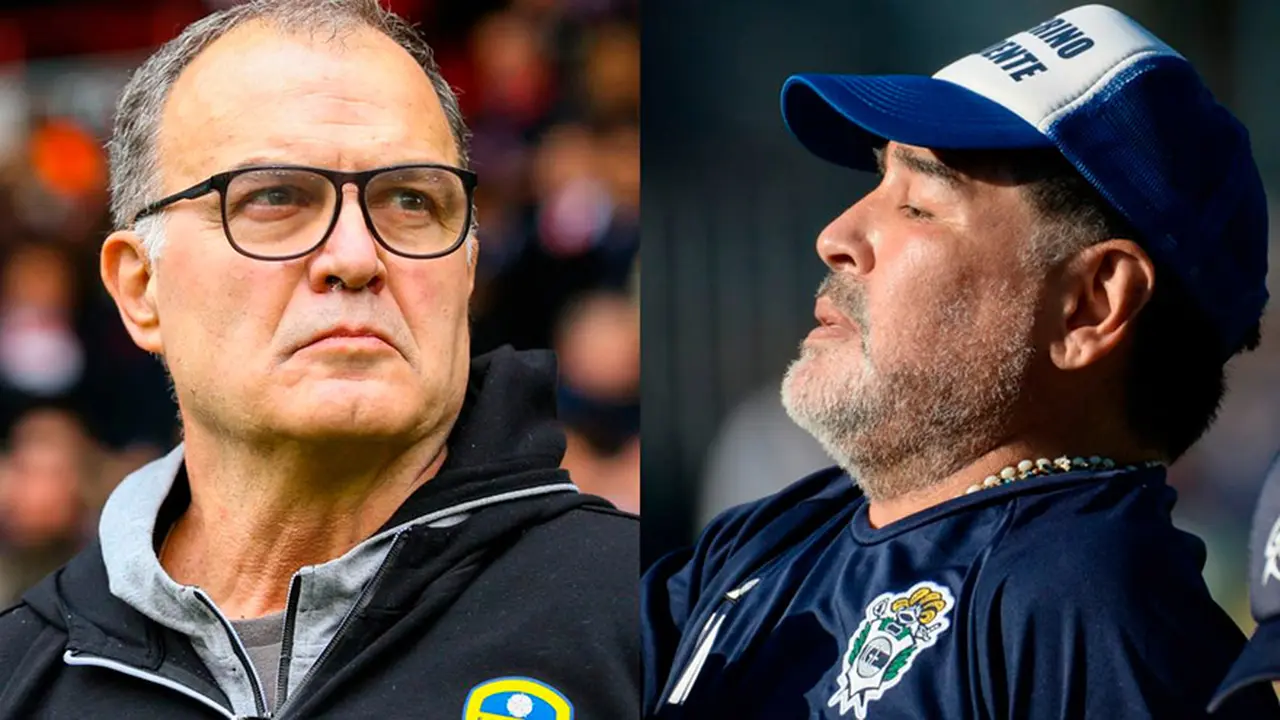 Bielsa y Maradona. Ambos fueron técnicos de la Selección.