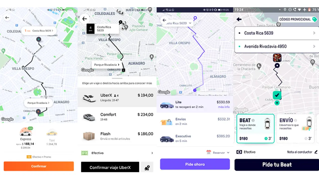 En el tramo entre Palermo y Caballito la opción más económica fue la de Beat
