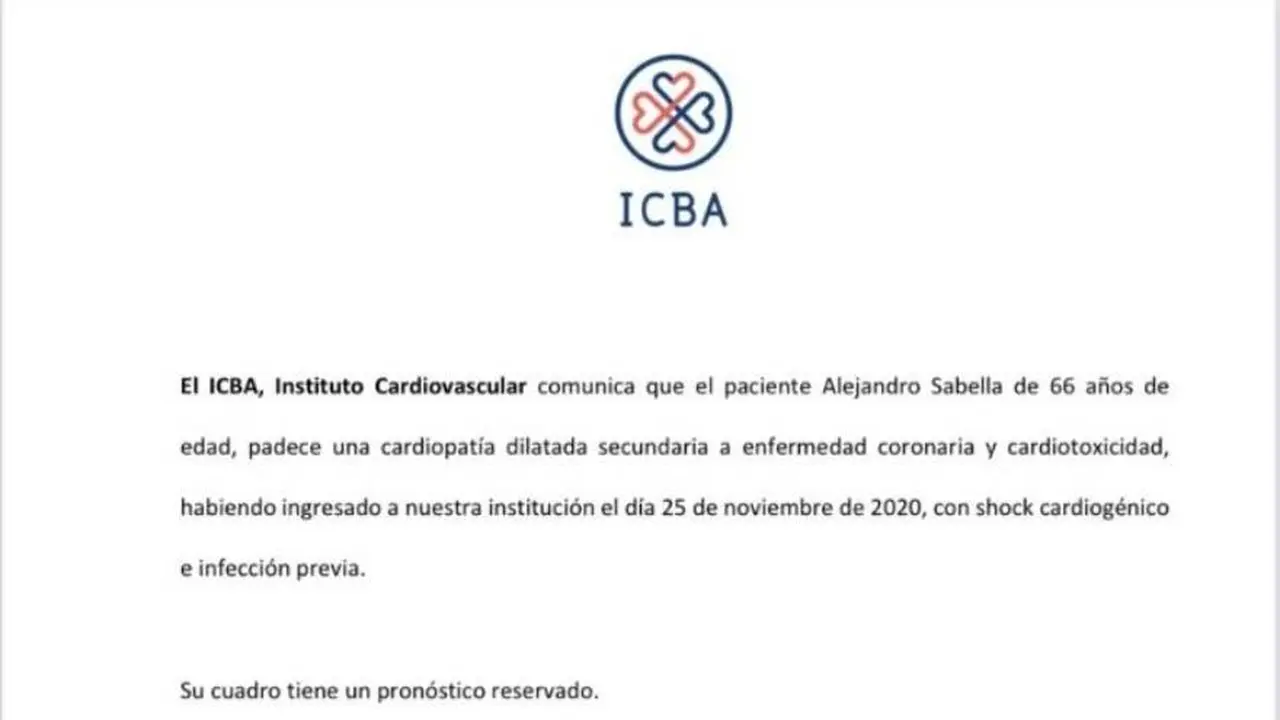 Este es el parte médico que se conoció días atrás