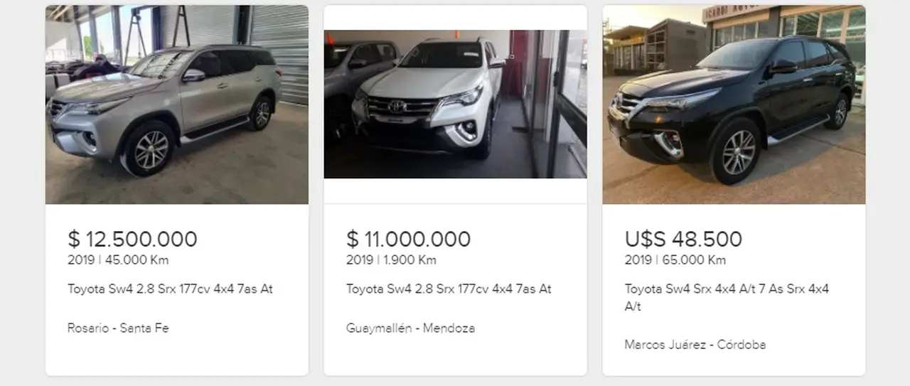 Opciones de Toyota SW4 usada, más caras que 0km.