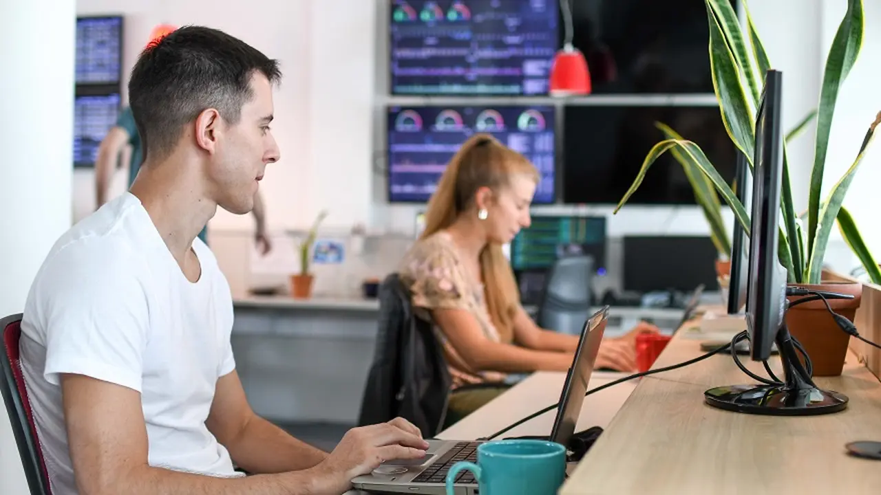 Empleados trabajando en las oficinas de Surhive 