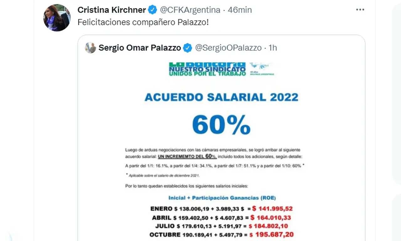 El mensaje de CFK en las redes.