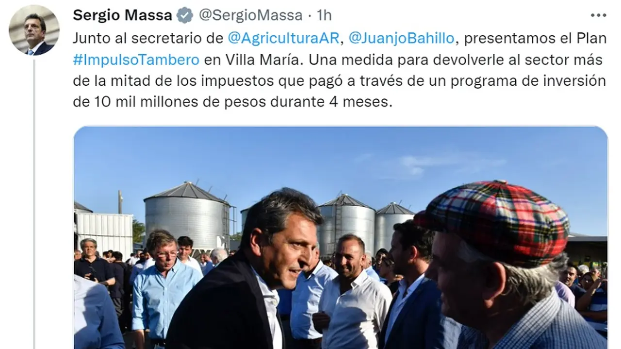 Massa hizo eco del anuncio en su cuenta de Twitter.