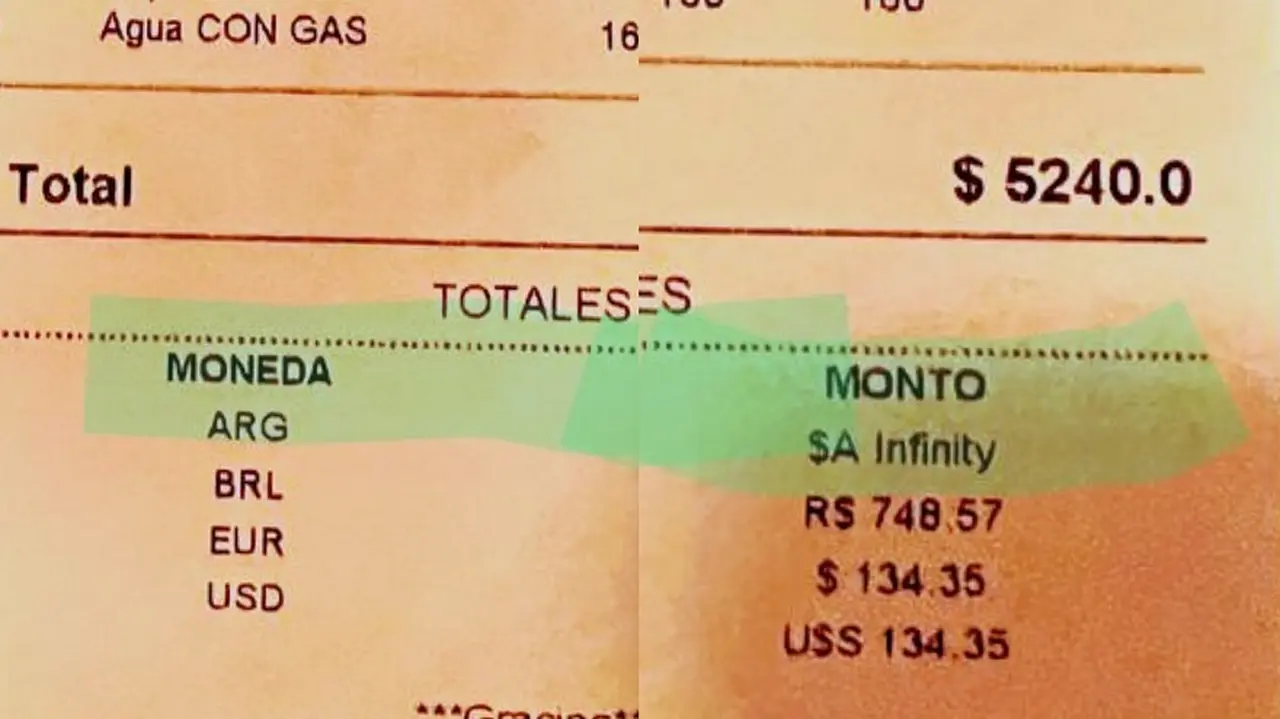 "Se nos matan de risa": fue a un restaurante uruguayo, le sacó foto al ticket y se volvió viral
