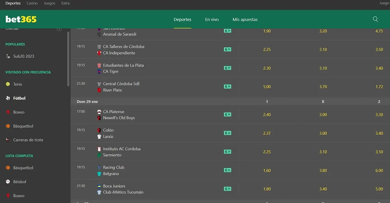 El nivel de ganancias dependerá de cuán favorito es el club o deportista en cada duelo.