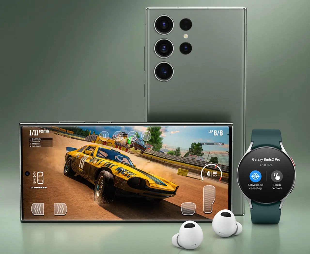 Galaxy S23 Ultra, acompañado de accesorios.