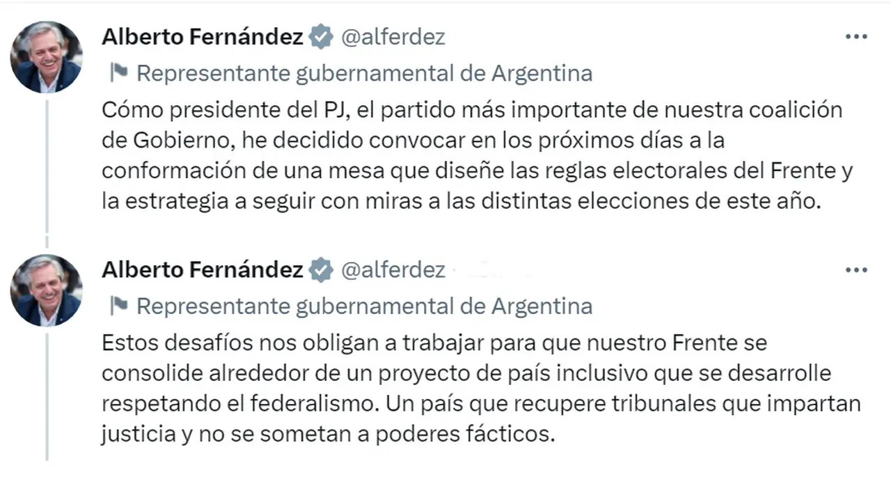 El mensaje de Alberto Fernández en Twitter.