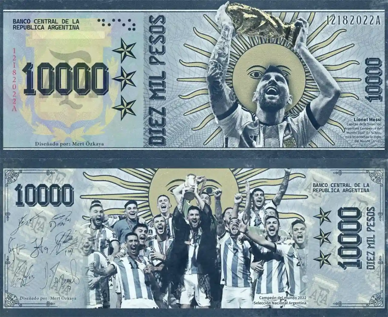 Billete de Messi: uno de los diseños que circulan en redes sociales. 