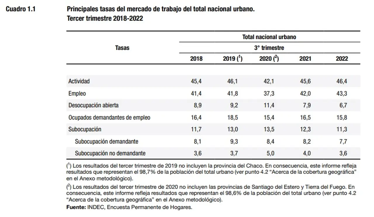 Datos oficiales sobre el porcentaje de personas activas y la cantidad que tienen empleo en Argentina
