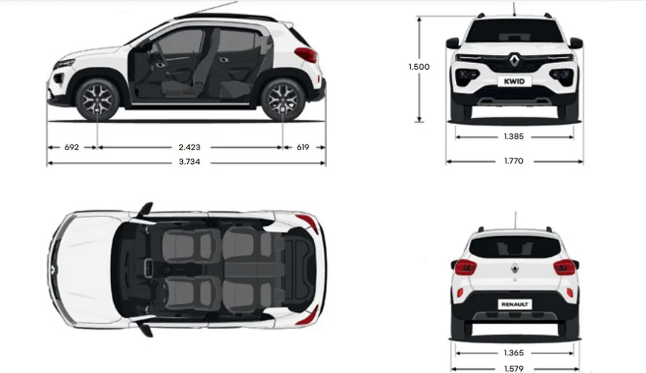 El Kwid E-Tech tiene las mismas dimensiones que el naftero.