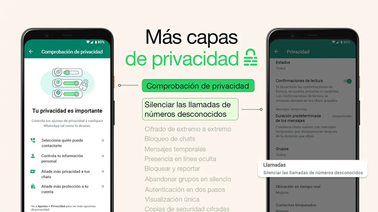 WhatsApp ofrece distintas capas de privacidad.