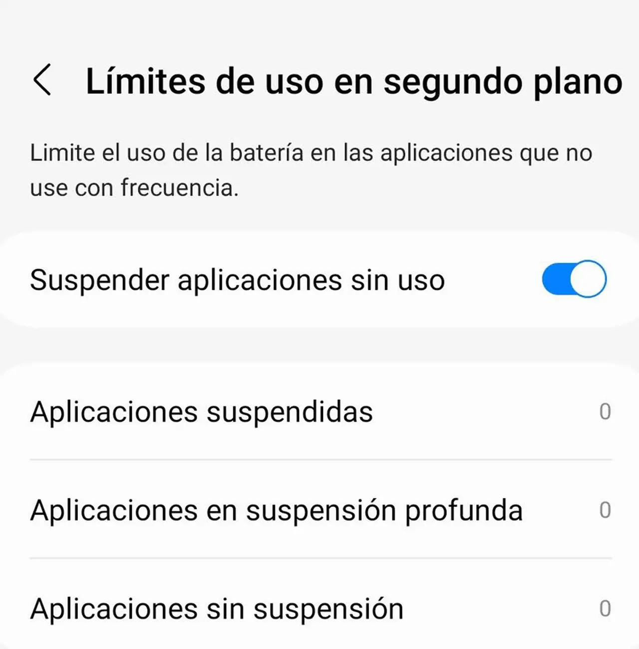 Podés administrar aplicaciones para suspensión en tu teléfono móvil Samsung.