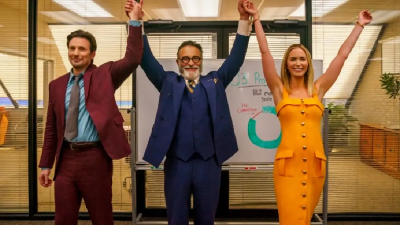 Todo listo para El negocio del dolor, la película de Chris Evans y Emily Blunt: cuándo se estrena en Netflix