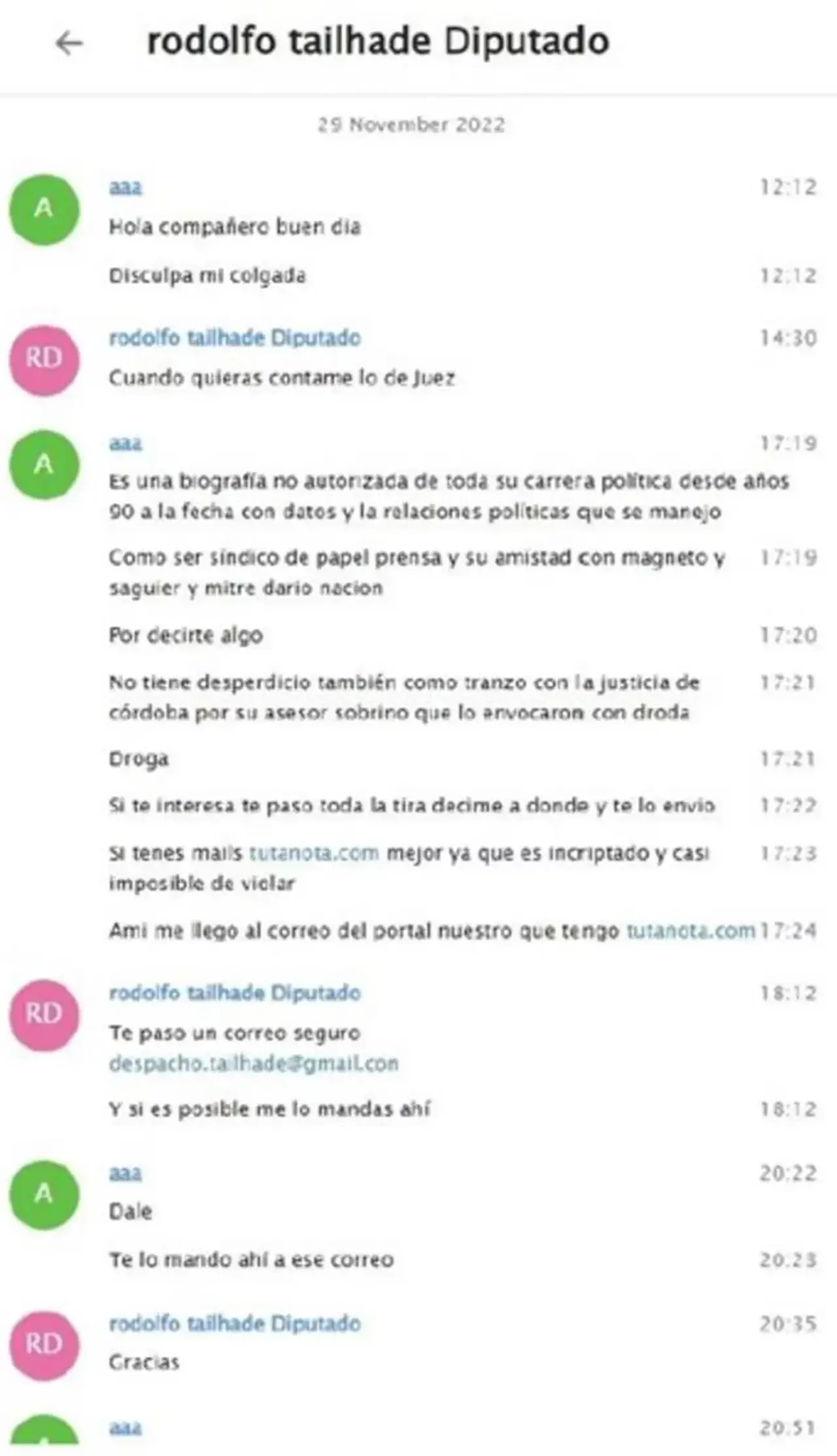 El chat con Tailhade.