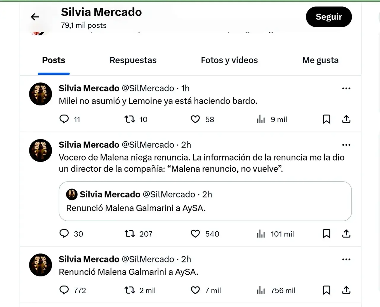 Rumores de renuncia de Malena Galmarini en Aysa