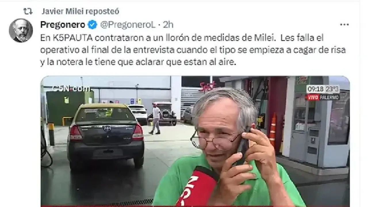 El Presidente retuiteó un mensaje de un usuario de X