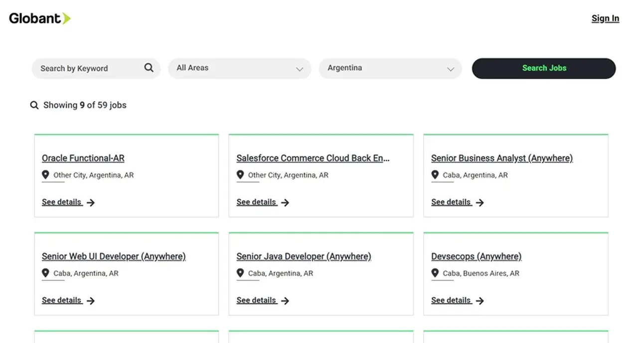 Globant cuenta con 9 vacantes para argentinos en distintas de sus áreas.