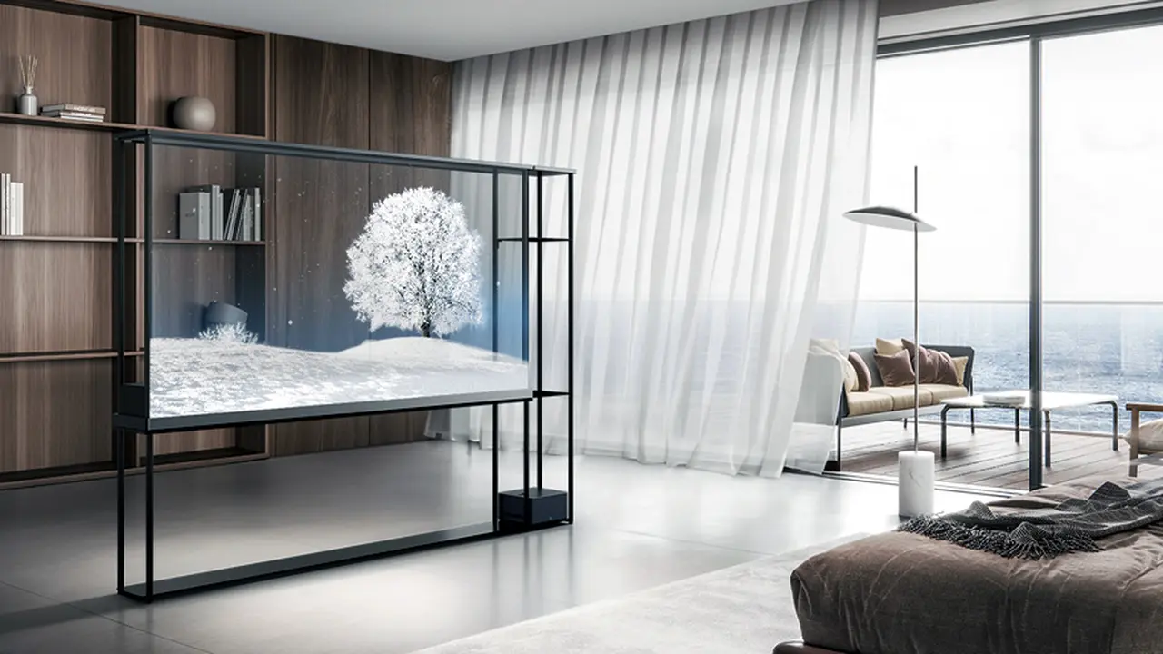 El televisor viene con estantes y accesorios.