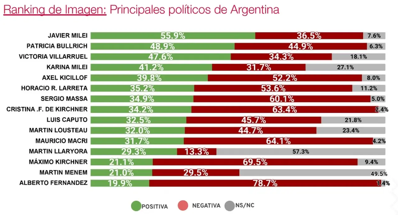 Imagen de los principales políticos argentinos en enero 2024 (Fuente: CB Consultora)