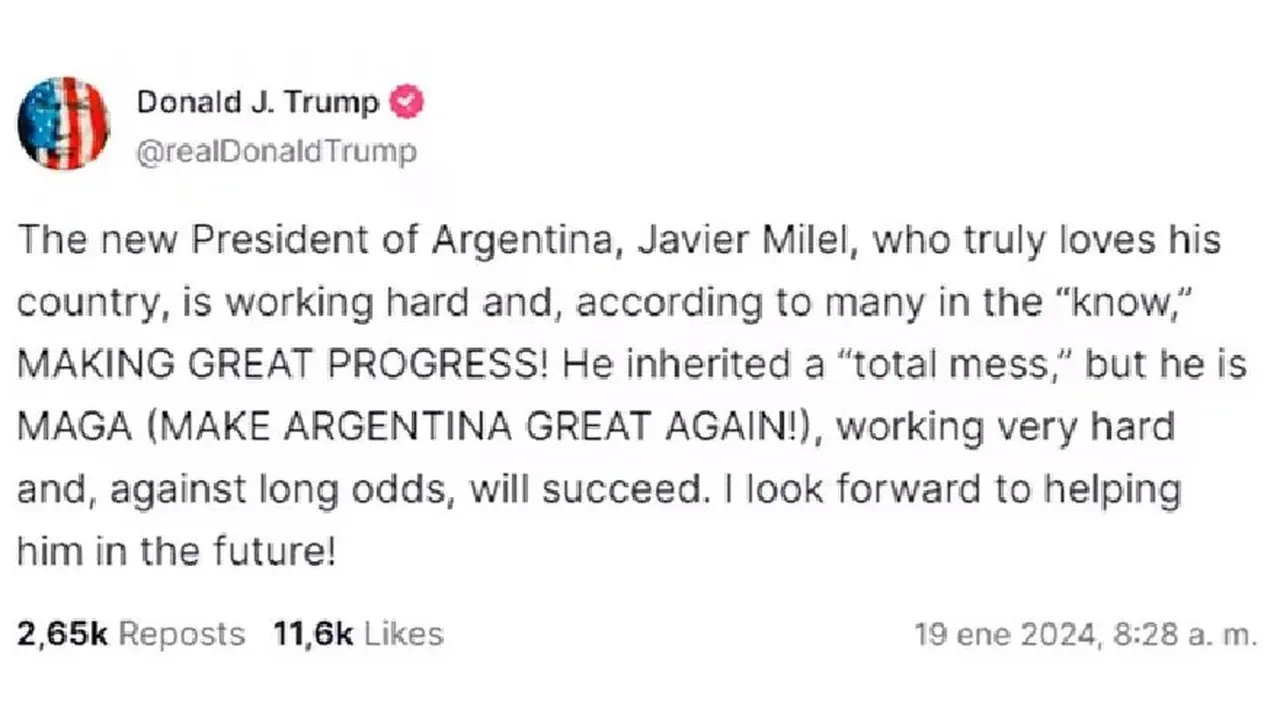 Trump elogió a Milei después de Davos.