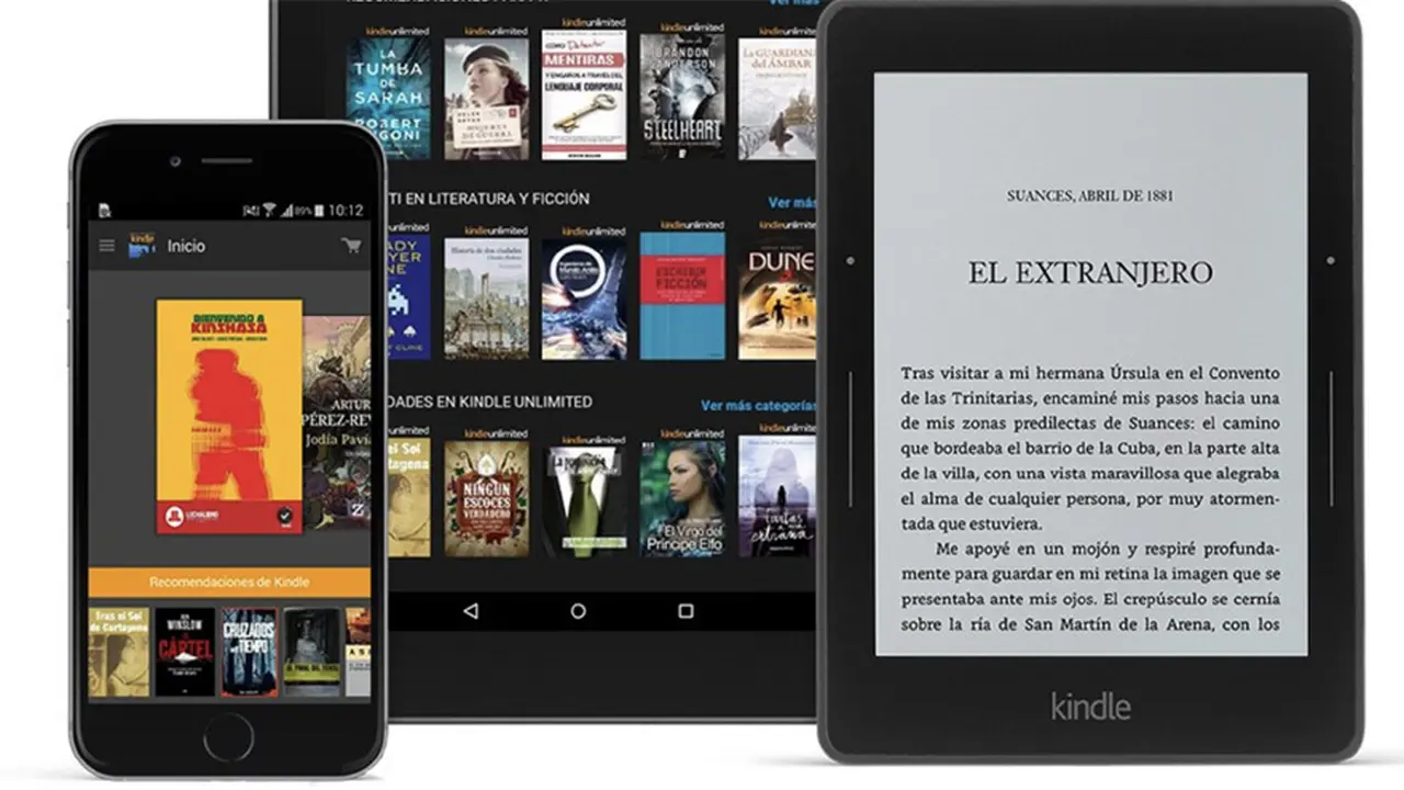 Kindle ofrece una plataforma disponible en celulares y tabletas, además de sus lectores.