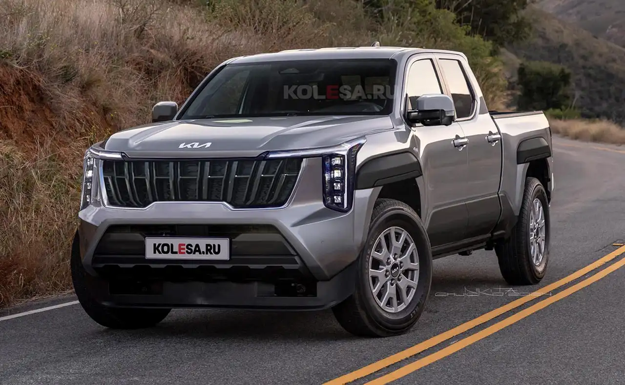 El boceto de la Kia Tasman muestra preponderancia de líneas rectas