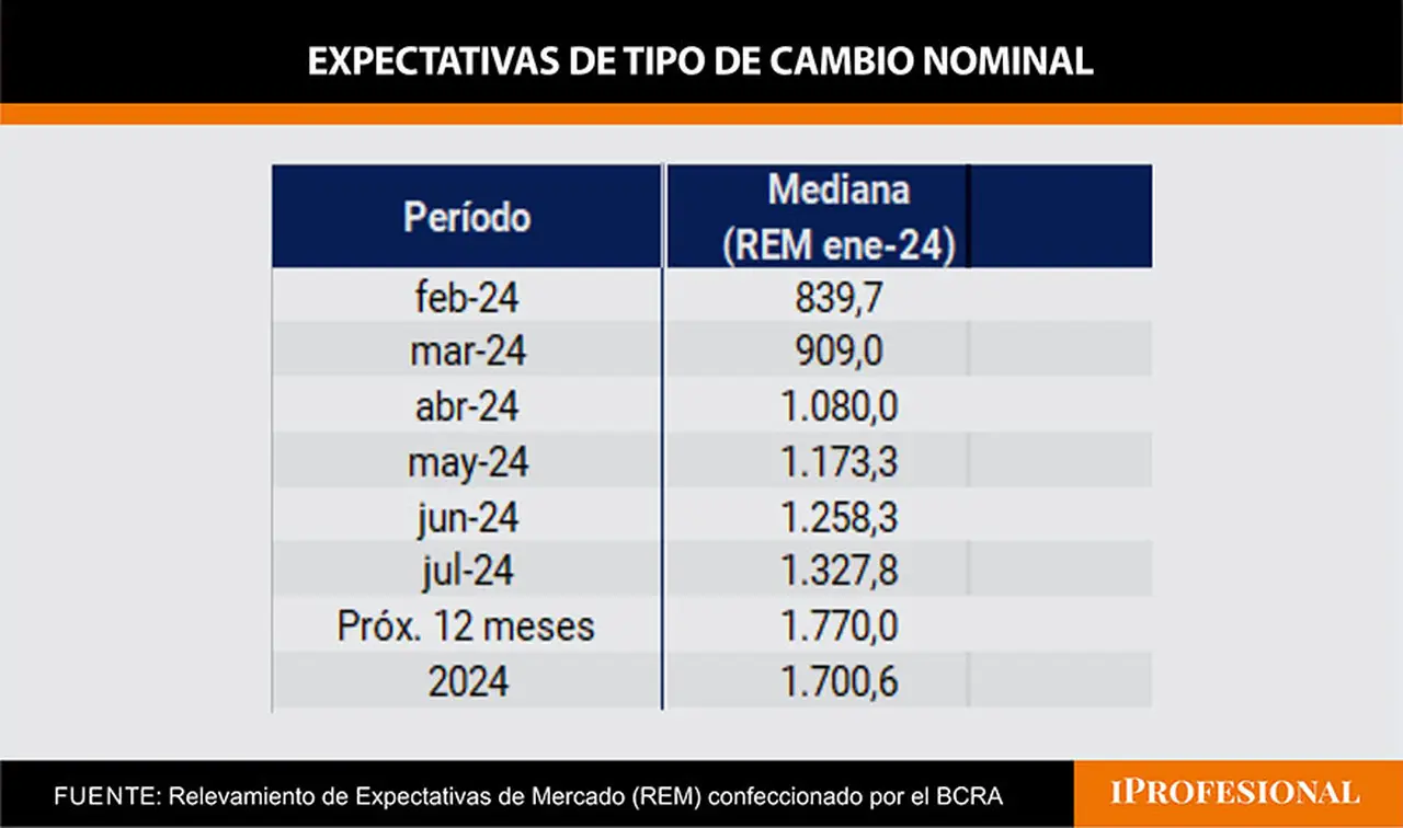El precio del dólar oficial mayorista previsto para los próximos meses espera una devaluación controlada.