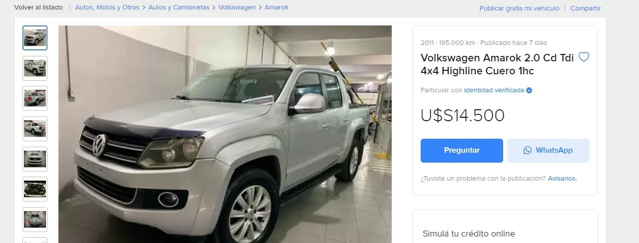 La camioneta Volkswagen Amarok usada mantiene el diseño casi igual a las nuevas.