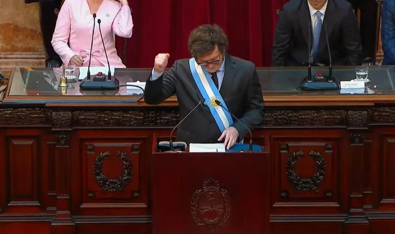 El presidente Javier Milei en el Congreso de la Nación