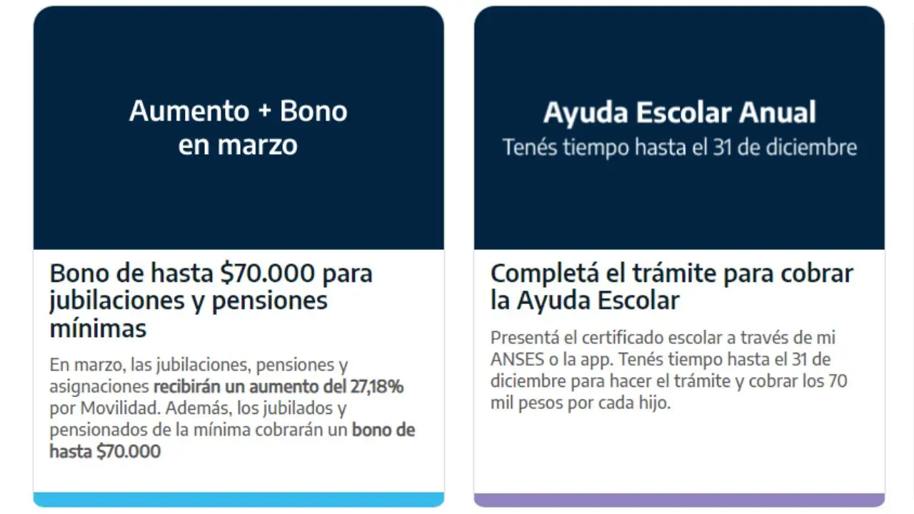 Algunos beneficios de ANSES