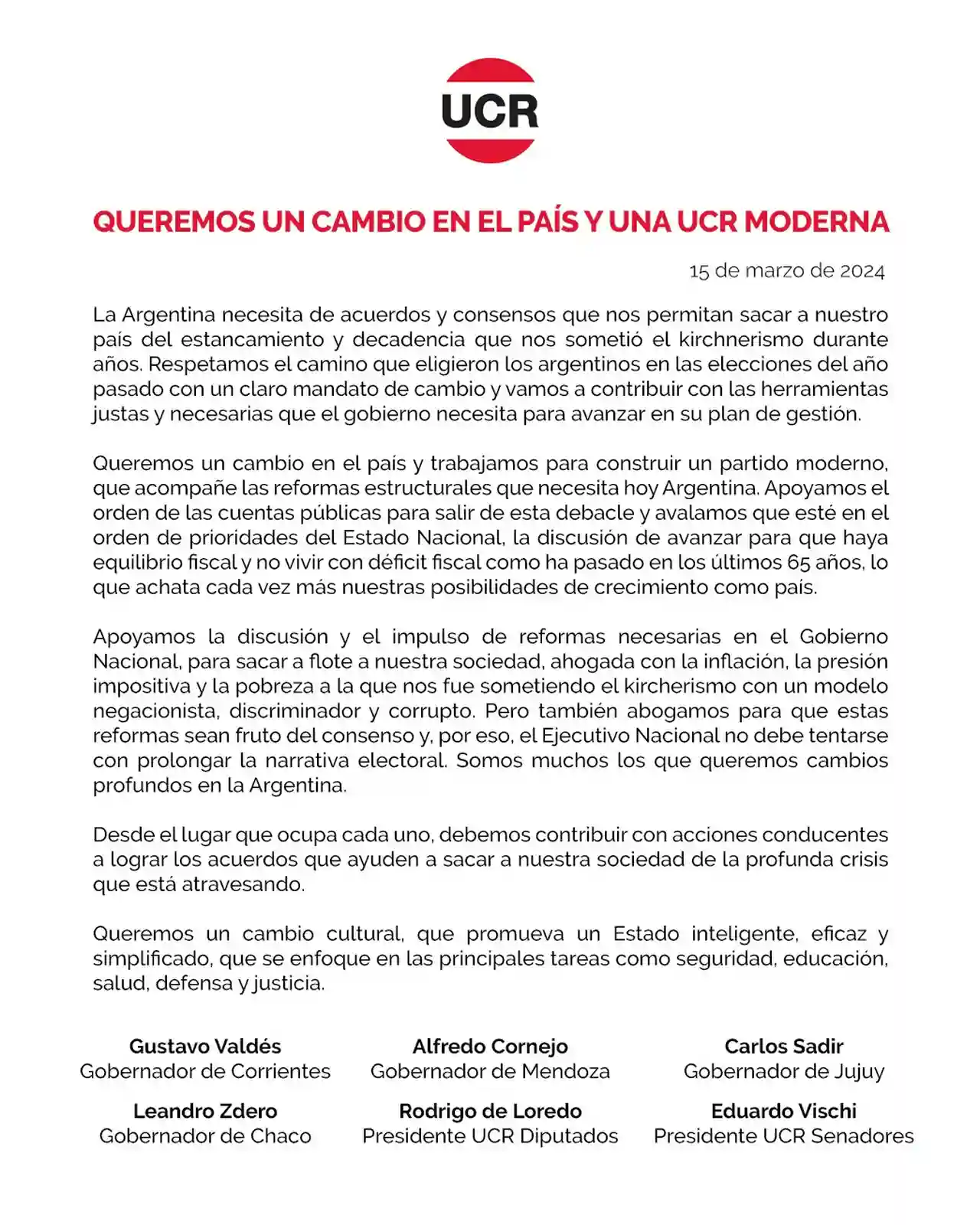 Comunicado de la UCR