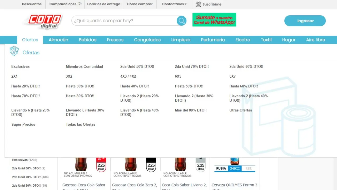 Coto Digital tiene 30 mil artículos clasificados de forma organizada e incluso por tipo de descuento, para una buena experiencia de usuario