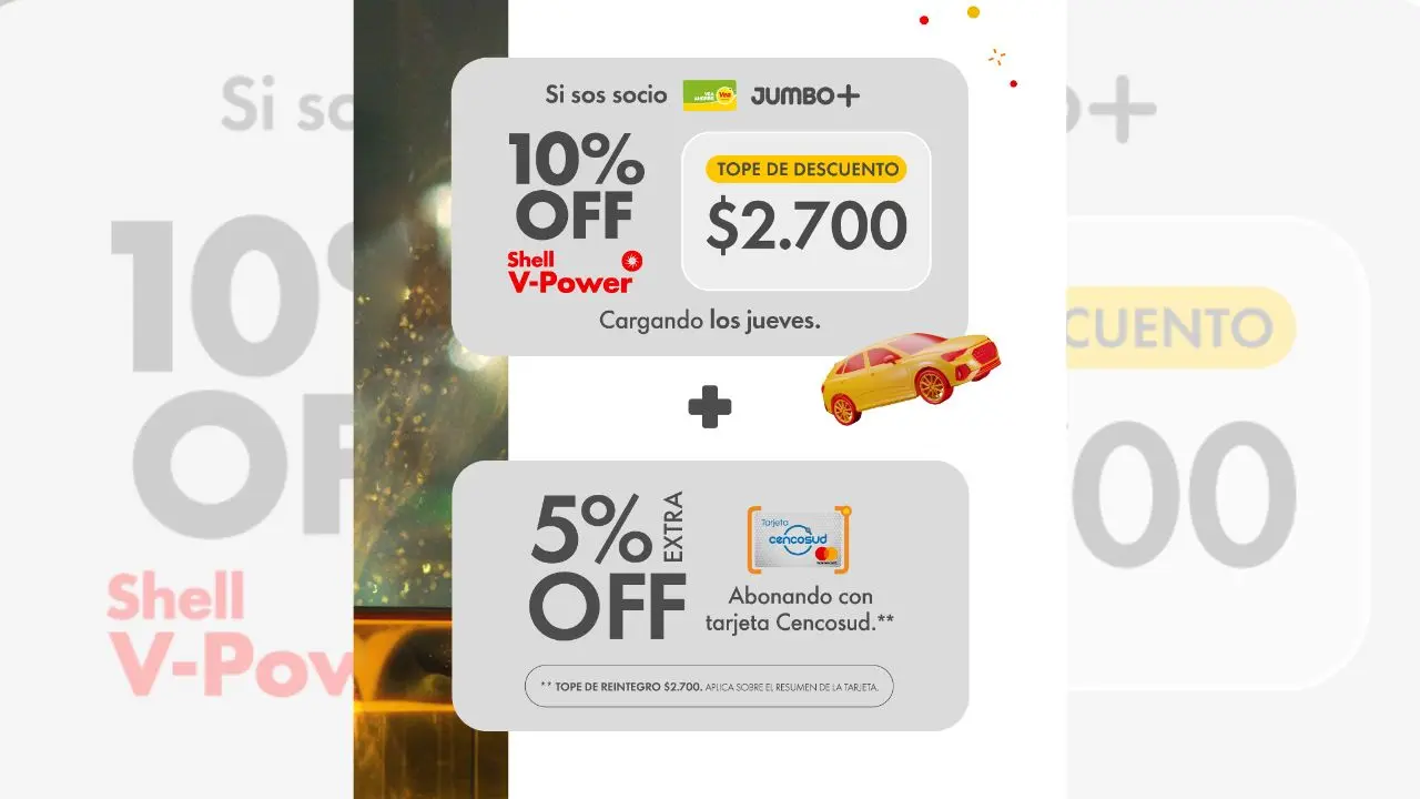 Jumbo+ y tarjeta Cencosud también tienen descuentos para cargar combustible en Shell