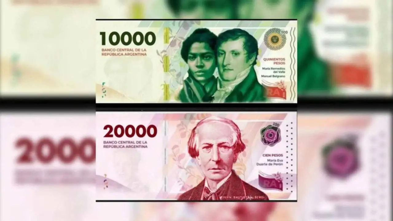 Los billetes que entrarán en circulación en junio son de 10.000 y 20.000 pesos