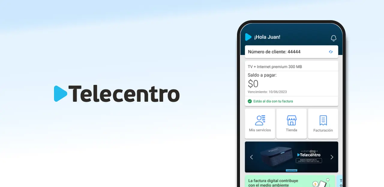 Aplicación de Telecentro en un celular.