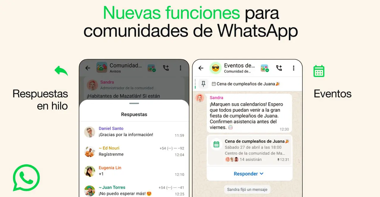 Además de los eventos, WhatsApp sumó otras funciones a sus Comunidades.