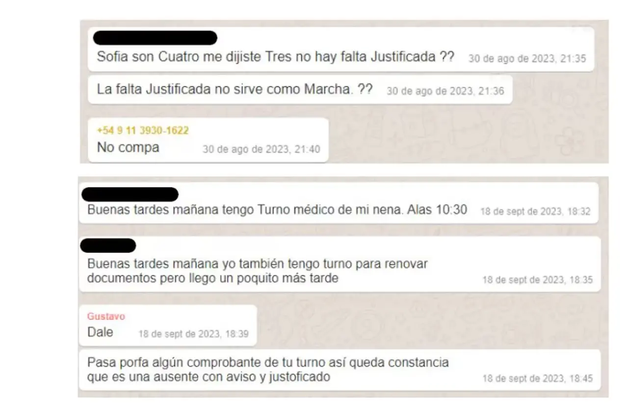 Otra de las pruebas que se puede encontrar en el expediente es que los beneficiarios tienen que justificar por qué no van a la marcha