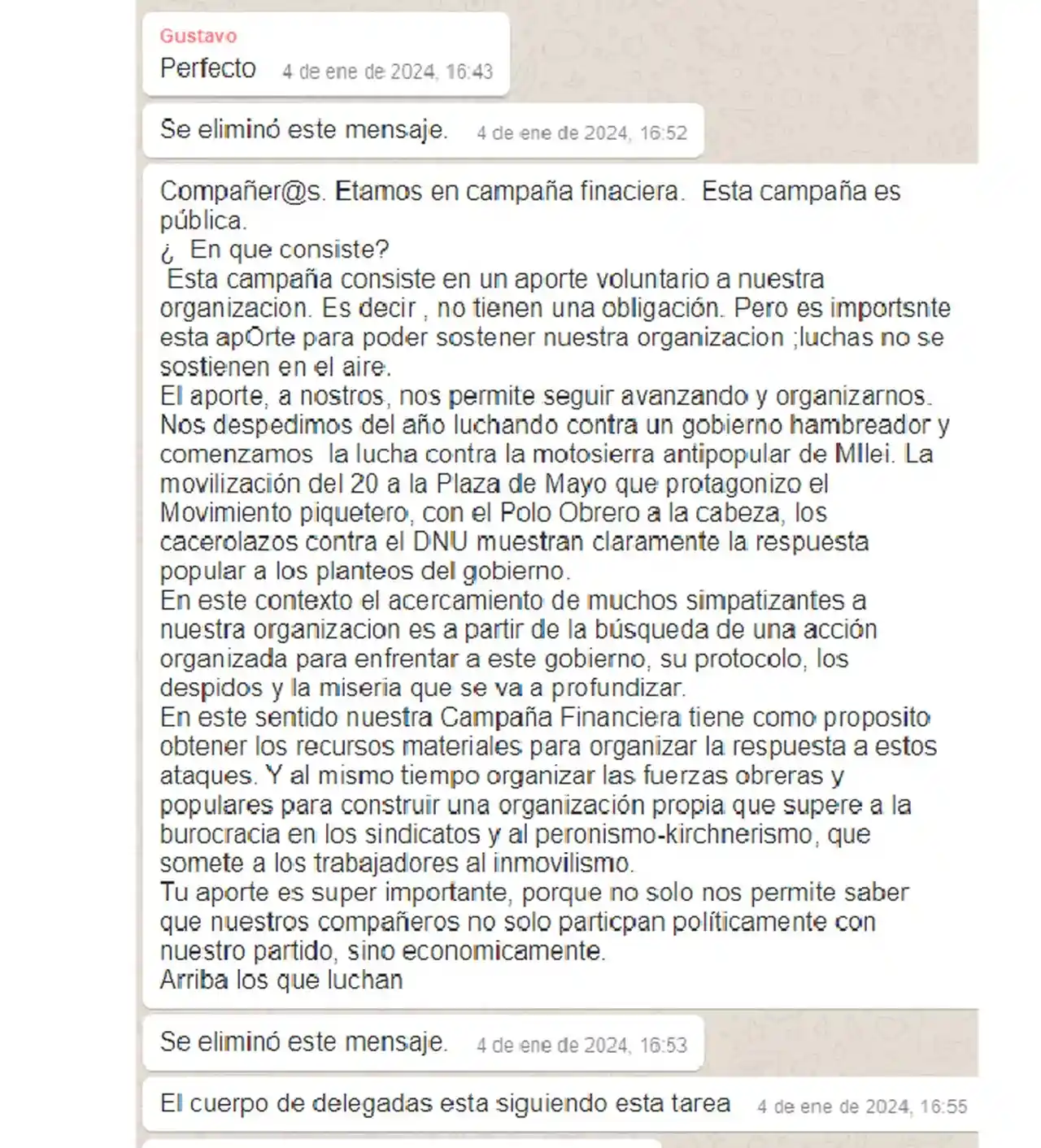 Un referente social pide plata para lanzar un plan contra Milei