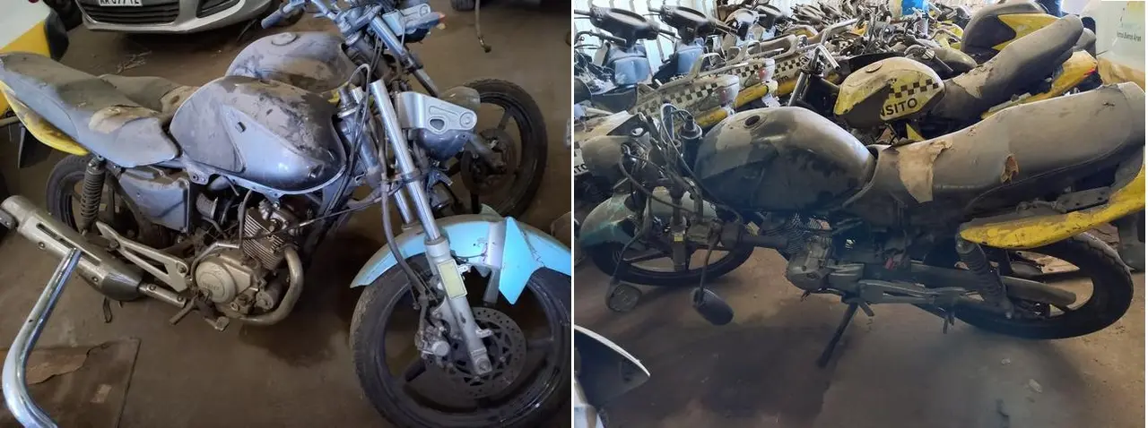 Las motos a subastar están en mal estado.