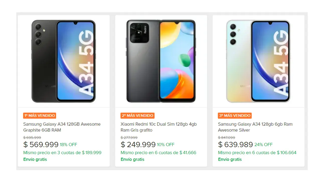 El Xiaomi Redmi 10c era a fines de mayo uno de los celulares más vendidos en Mercado Libre.
