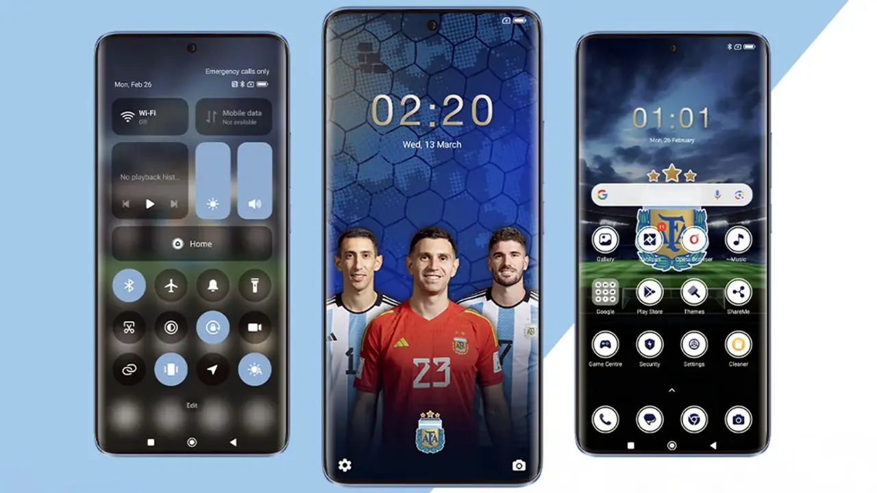 En la pantalla de bloqueo del celular aparecen Di María, Martínez y De Paul.