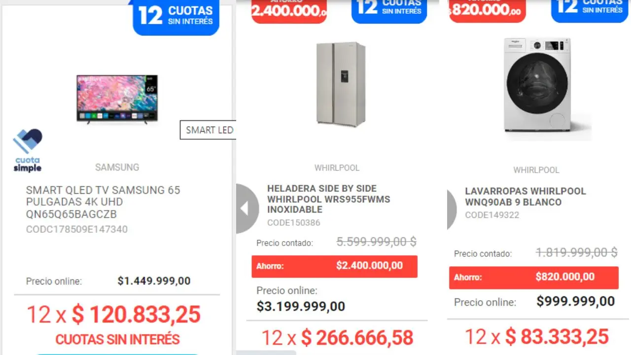 Televisores, lavarropas y heladeras, son algunos de los productos que ofrece Musimundo en 12 cuotas sin interés