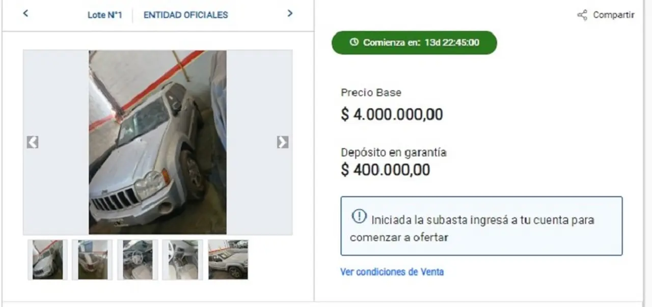 La camioneta que subasta la AFIP: tiene un precio base de $4 millones