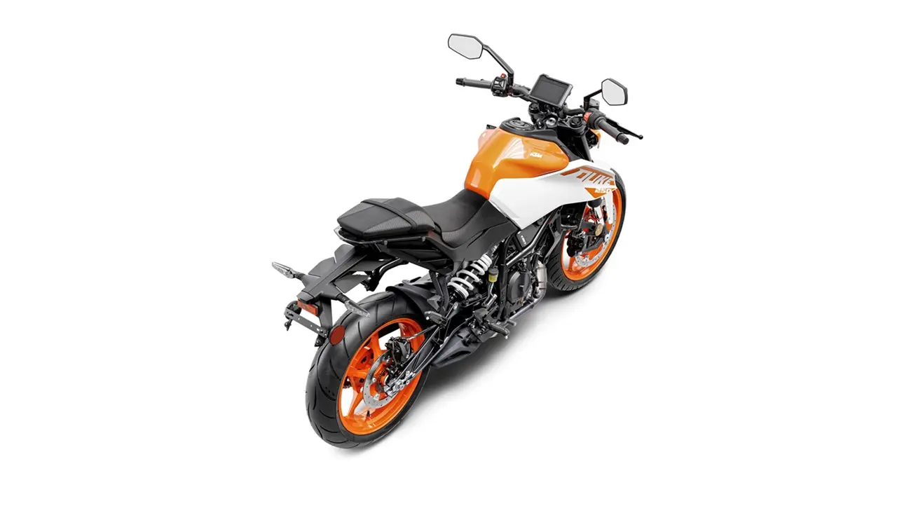 La KTM 250 tiene un mono amortiguador trasero.