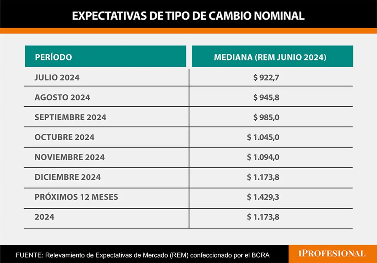 El precio de dólar oficial mayorista esperado para fin de diciembre es de $1.174, lo que representa un incremento cercano al 84% en el año.